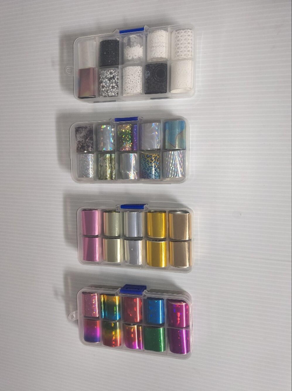 Assorted Metallic Nail Foil Transfer Kit - Gold, Silver, Pink 4 Pack